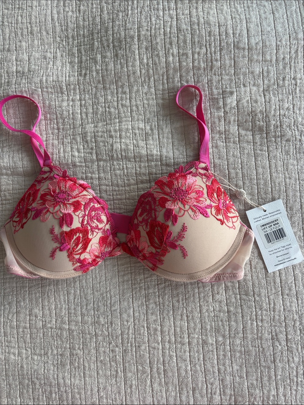 NWT Pepper Embroidery Lift Up Bra in Color “Le Fleur” Size 36A